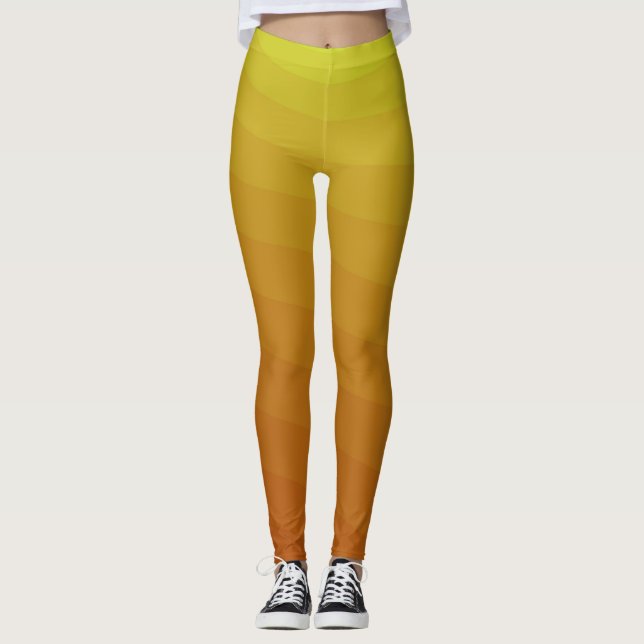 Leggings Ombre rayé jaune de la moutarde de miel (Devant)
