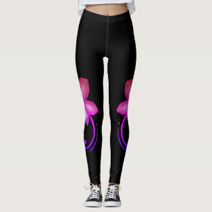 Leggings Ombré rose et pourpre Fleur de cerisier Spandex