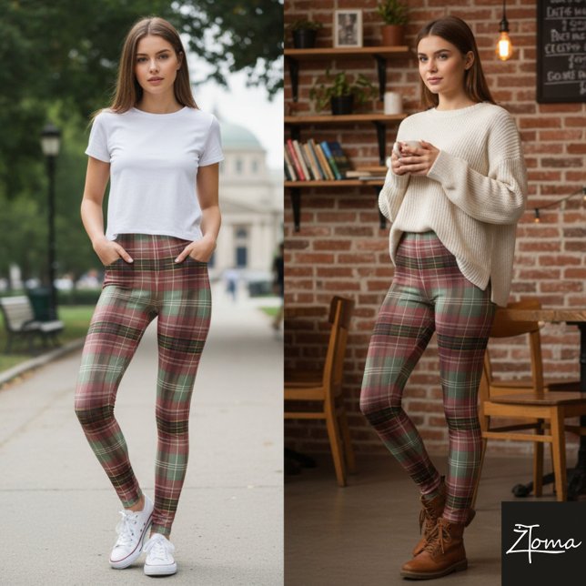 Leggings Ombre Verticale Plaid Tartan Flou (Créateur téléchargé)