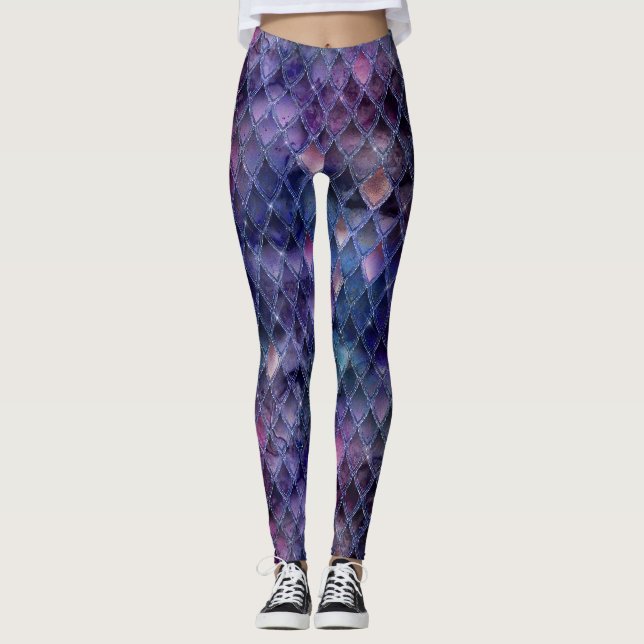 Leggings Ombre violet chatoyante et Parties scintillant Dra (Devant)
