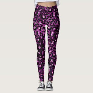 Leggings Ombre violet et Parties scintillant de glam noir L