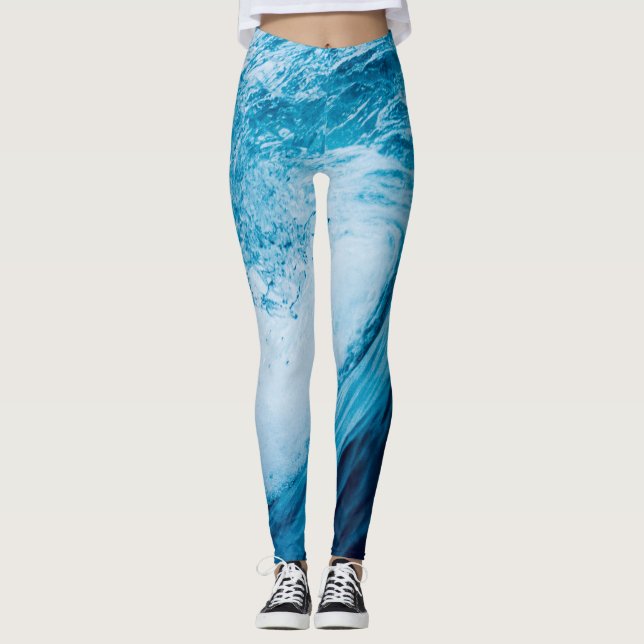 Leggings Onde Océanique Roulante Dans Les teintes Bleues (Devant)