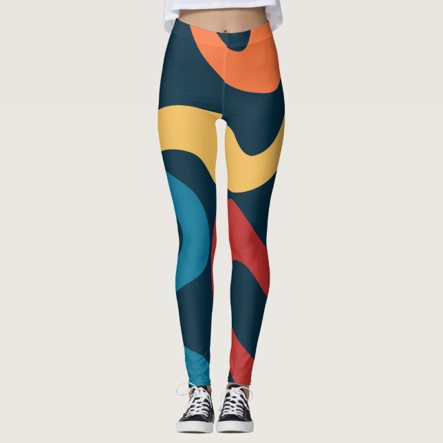 Leggings Ondes abstraites colorées (Devant)