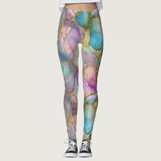 Leggings Opale colorée et or liquide