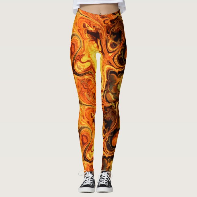 Leggings Options d'image Fire Fractal Art 9-10 (Devant)