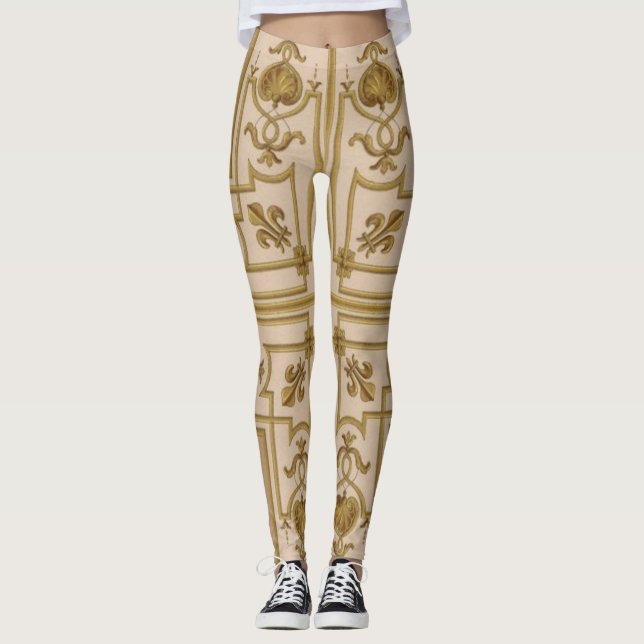 Leggings opulente empreinte d'or baroque (Devant)