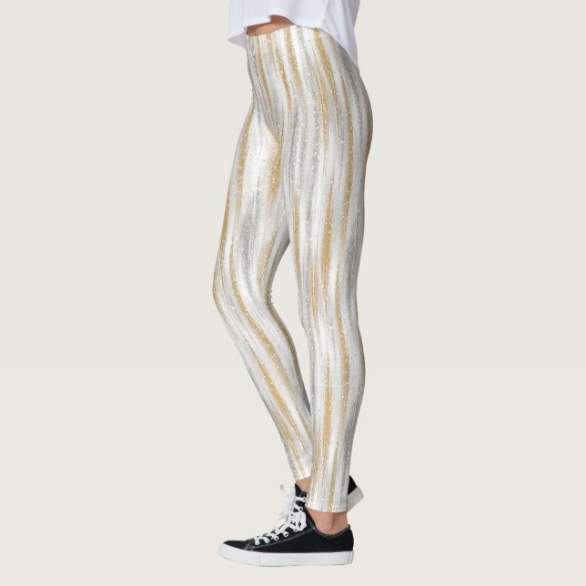 Leggings Or Argent Chic Glamour Paillettes Rayures (Gauche)