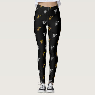 Leggings Or et argent Pinecones et guêtres de branches de