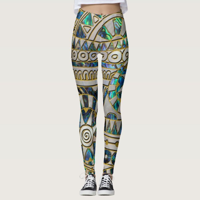 Leggings Or ethnique tribal de motif sur l'ormeau et la (Devant)
