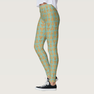 Leggings Or extérieur d'étape   de Geo et motif turquoise