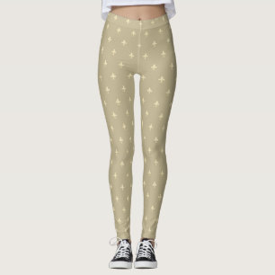Leggings Or Fleur de Lis Latte Brown
