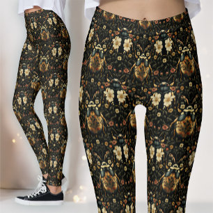Leggings Or Noir Art Déco Scarabée Égyptien