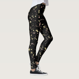 Leggings Or noir et paillettes d'or mat et or rose