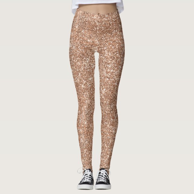 Leggings Or rose de parties scintillantes brillantes (Devant)