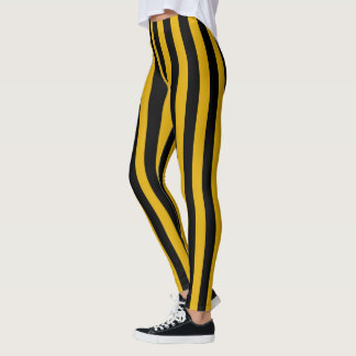 Leggings Or vertical et rayures noires