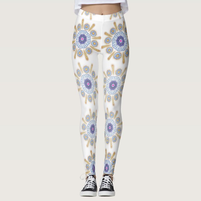 Leggings Or, violet et bleu captivant (Devant)