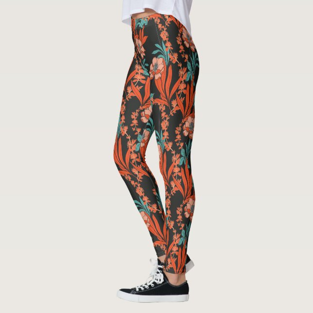 Leggings Orange Abstrait motif floral (Gauche)