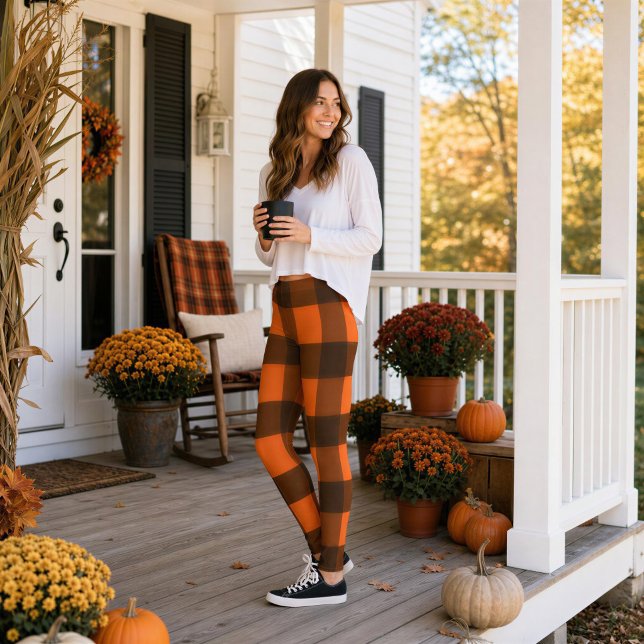 Leggings Orange and Black Guingham (Créateur téléchargé)