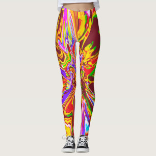 Leggings Orange, Bourgogne Psychédélique Conception de Fl