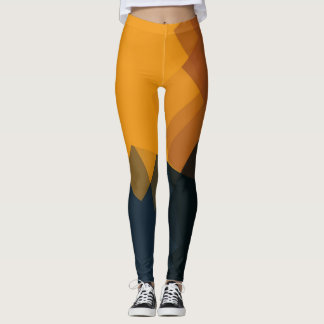 Leggings Orange Brown noir moderne Motif géométrique