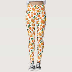 Leggings Orange Citrus Botanical Pattern 