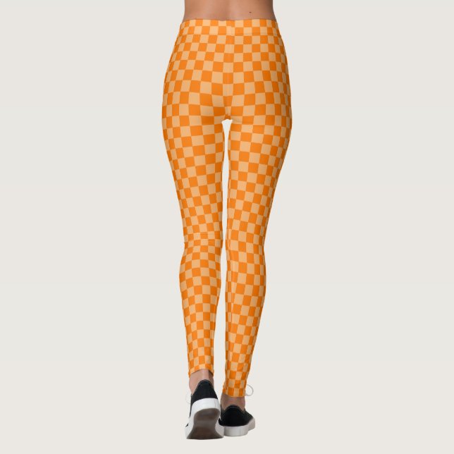 Leggings Orange Combination Checkerboard par Shirley Taylor (Dos)