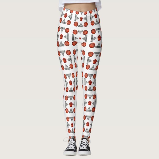 Leggings Orange Diamant Gemstone Art, Orange (Devant)