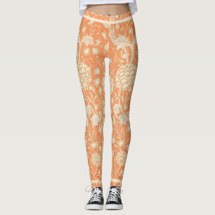 Leggings Orange Floral William Morris