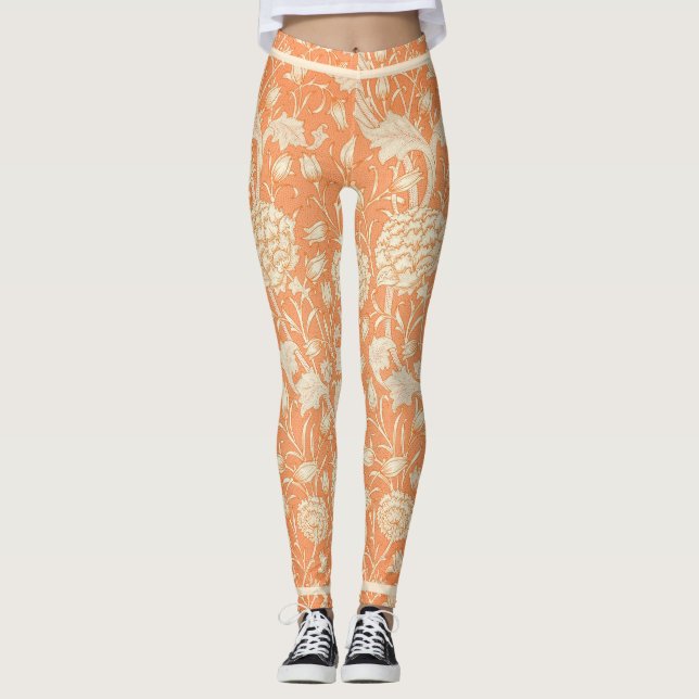 Leggings Orange Floral William Morris (Devant)