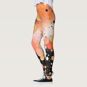 Leggings Orange Gold Black Party