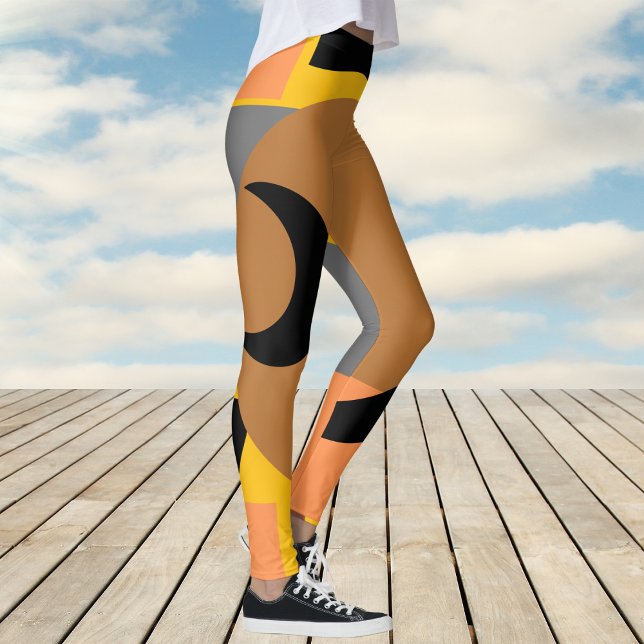Leggings Orange jaune gras coloré Abstrait (Bold Yellow Orange Colorful Abstract Leggings)