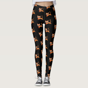 Leggings Orange Kitty s'enfuit avec un coeur