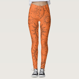Leggings Orange Magic Vintage céleste étoile de la lune