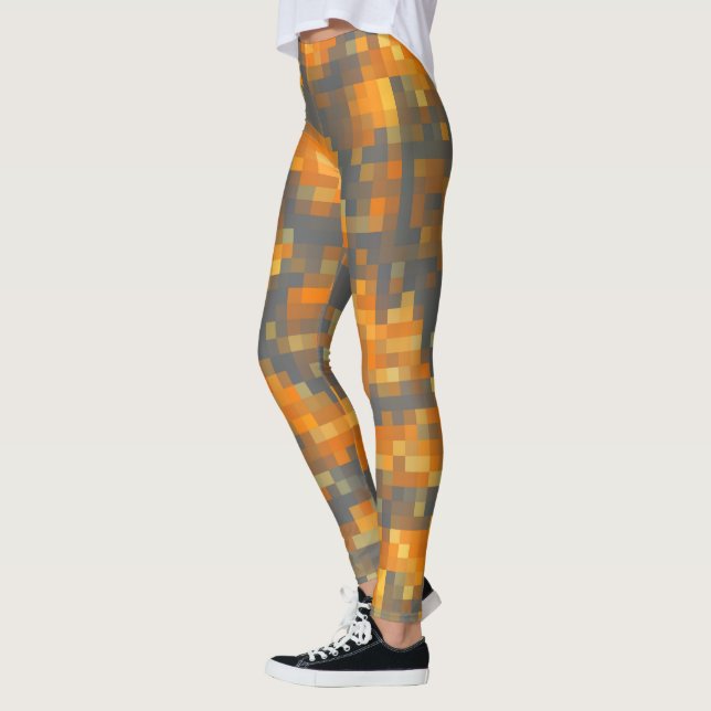 Leggings Orange Mustard Navy Turquoise rayé (Gauche)