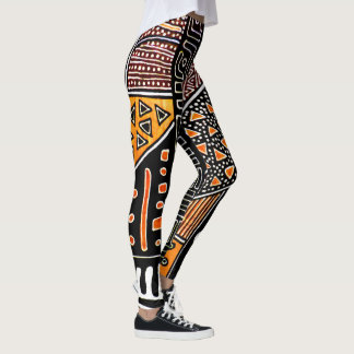 Leggings Orange-Noir-Brown Pignon En Tissu De Boue