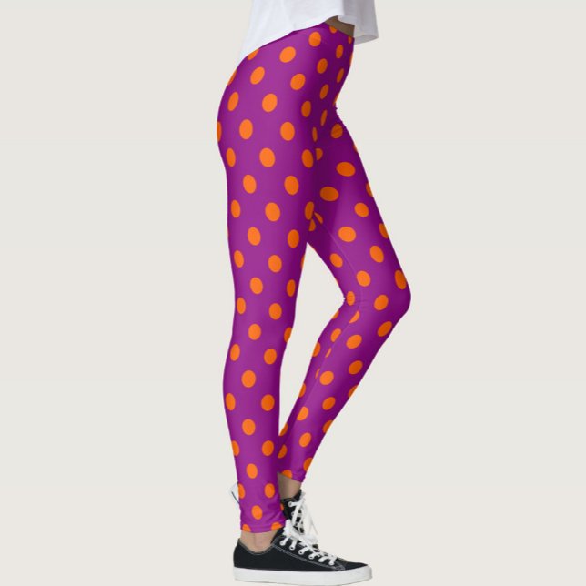 Leggings Orange On Purple Pois Design Motif (Créateur téléchargé)