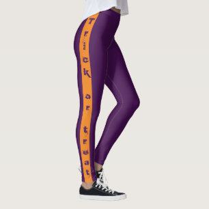 Leggings Orange Purple Trick ou Treat Halloween Modern Chic