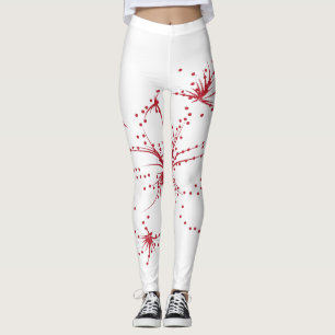 Leggings Orangé rouge, cyan et point magenta
