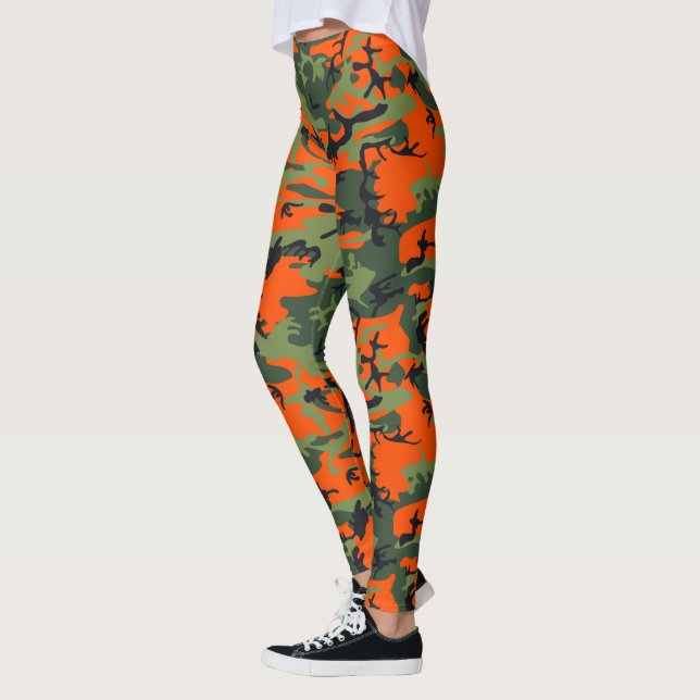 Leggings Orange, vert, camouflage noir Camo (Gauche)