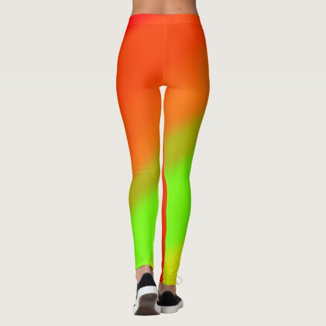 Leggings Orange vert jaune et vague rouge (Dos)