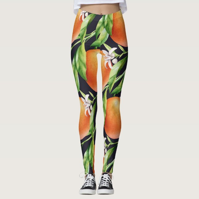 Leggings Oranges aquarelles : Motif sans arôme (Devant)