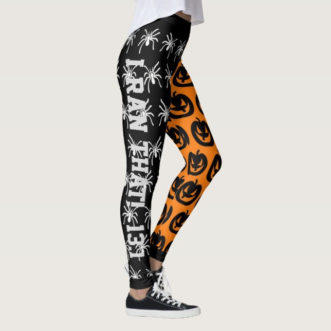 Leggings Oranges et araignées noires cool et citrouilles (Droite)