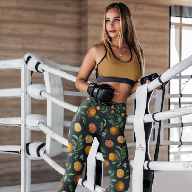 Leggings Oranges Fruits Noirs Motifs | Légendes (Créateur téléchargé)
