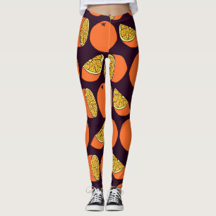 Leggings Oranges sans couture motif, texture vintage.