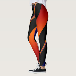 Leggings Orbes blanches en dentelle bleu orange Femmes Legg