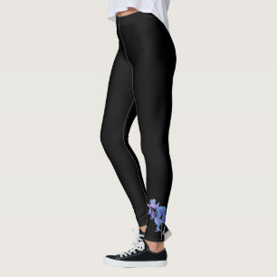 Leggings Orchidée bleue sur les jambes noires