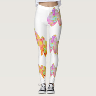 Leggings Orchidées des Caraïbes, fleurs d'aquarelle tropica