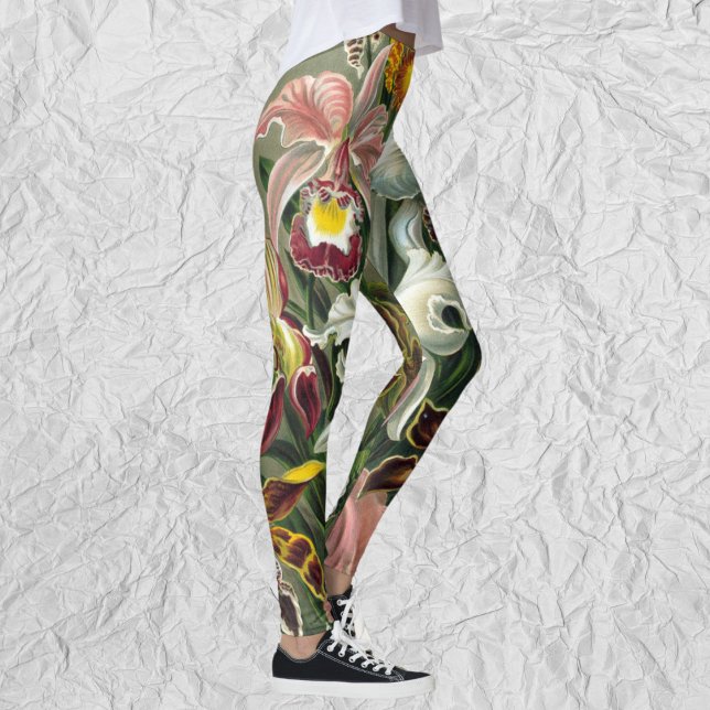 Leggings Orchidées Ernst Haeckel, Fleurs Vintages de la for (Ernst Haeckel Orchids, Vintage Rainforest Flowers Leggings)