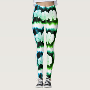 Leggings Orchidées sarcelle et bleu