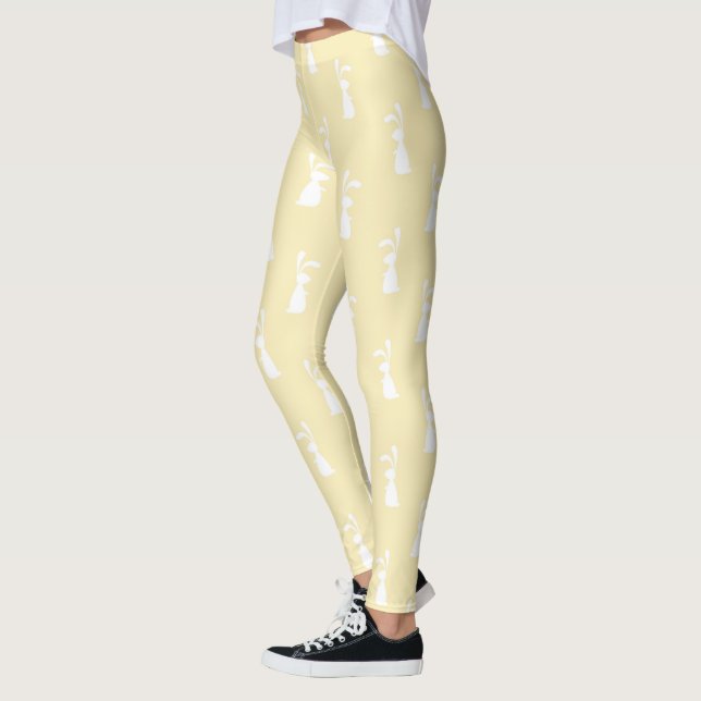 Leggings Oreilles de lapin blanc Joyeuses Pâques Saison Pri (Gauche)